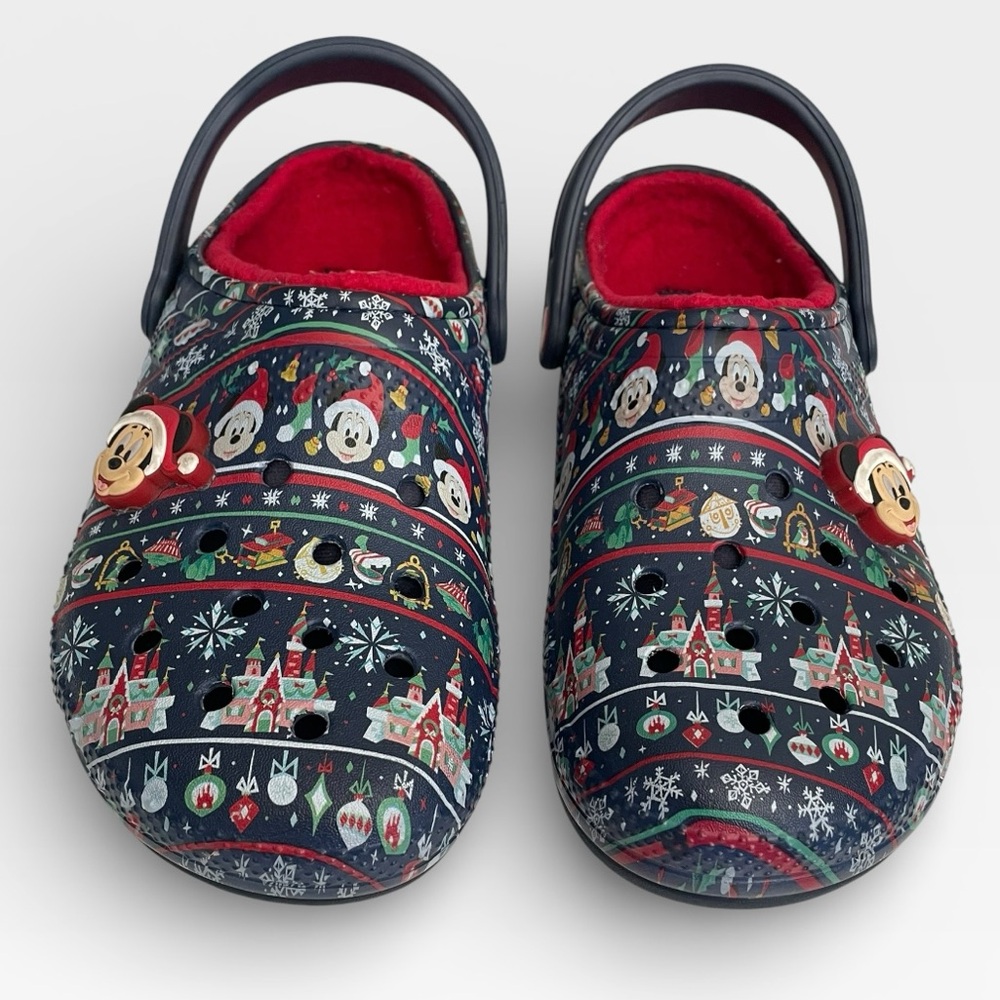 Crocs Disney Mickey Mouse Christmas Blue Fleece Lined Shoes Light Up M 7 / W 9